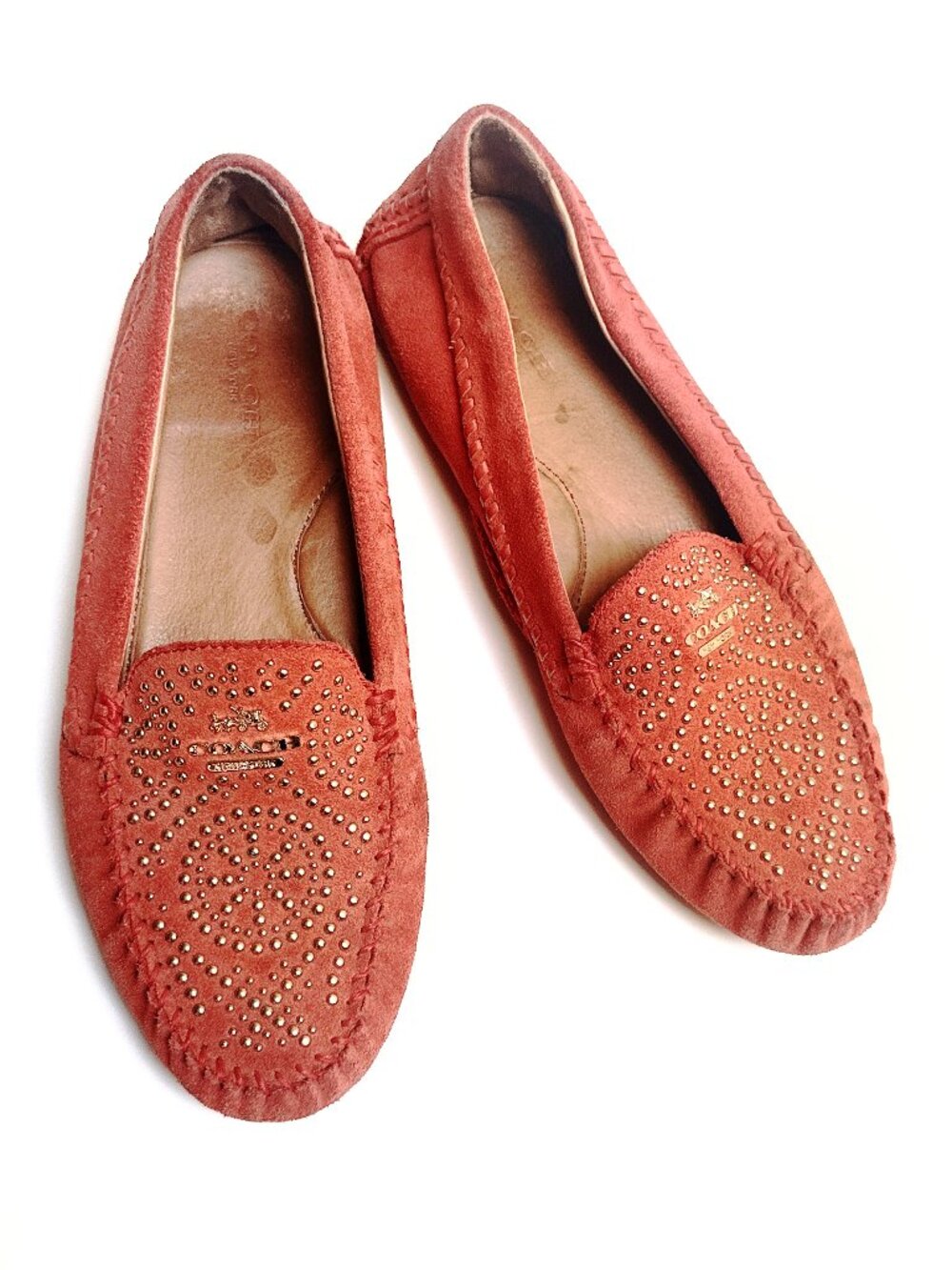 Sz7 COACH Suede Alana Studded Driving Loafers